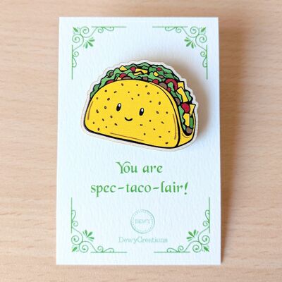 Wooden pin with cute kawaii taco