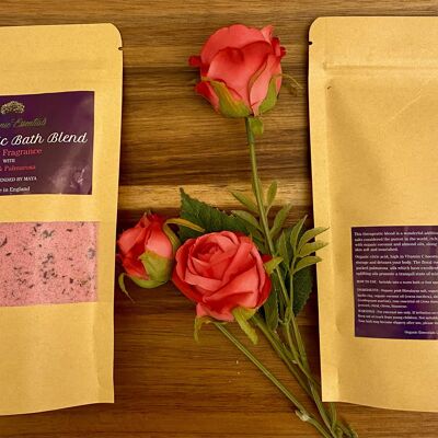 Mélange de bain naturel de luxe à la rose anglaise et à la palmarosa dans une pochette écologique 250 g