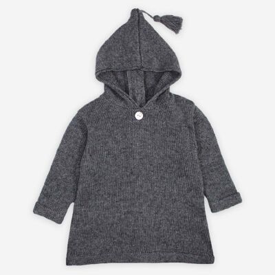 Slate wool and cashmere zipped burnous