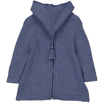 Burnous zippé en laine et cachemire bleu jean 1