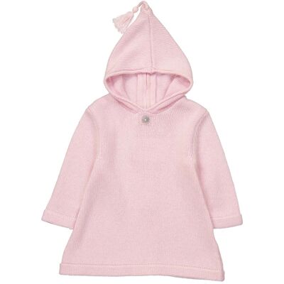 Blush pink wool and cashmere zipped burnous