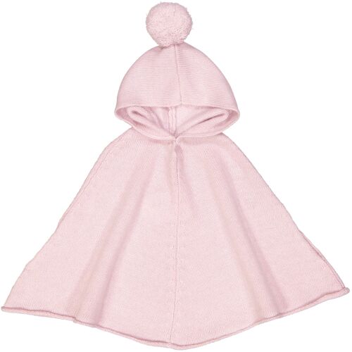 Poncho à capuche en laine et cachemire rose blush