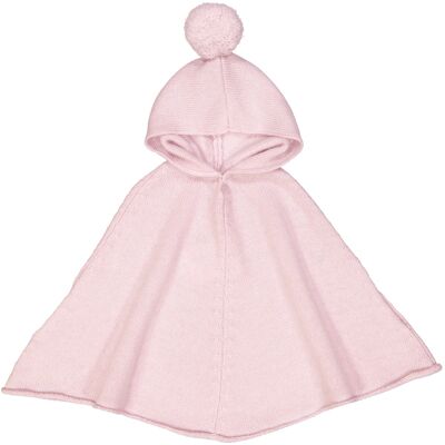 Hooded poncho in blush pink wool and cashmere