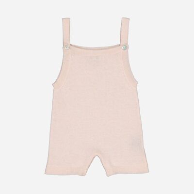 Pearl pink wool and cashmere short dungarees