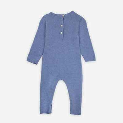 Denim blue wool and cashmere jumpsuit