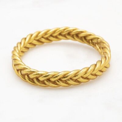 Bracciale rigido buddista intrecciato taglia S - Oro