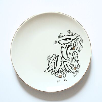 Cheshire Side Plate White Leaves - Set of 2