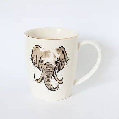 Kenya Mug Porcelain Elephant - Set of 2