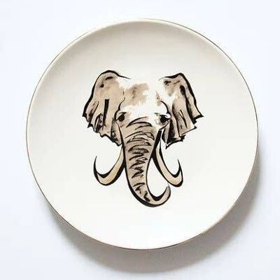 Kenya Side Plate Porcelain Elephant - Set of 2