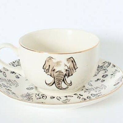 Kenya Tea Cup Elephant Safari Print - Set of 2