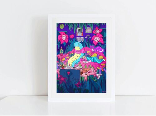 Inner Jungles: Alice in Lockdown IV, limited edition giclee art print, lowbrow art, popsurreal illustration inspired by Alice in Wonderland A3