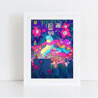 Inner Jungles: Alice in Lockdown IV, limited edition giclee art print, lowbrow art, popsurreal illustration inspired by Alice in Wonderland A3