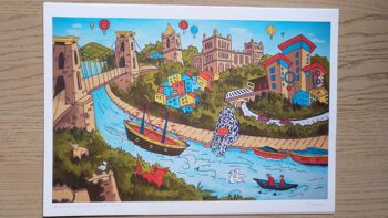 Impression Bristol paysage en édition limitée. La peinture acrylique originale a été réalisée pour collecter des fonds pour le Bristol Royal Children Hospital. A3 1