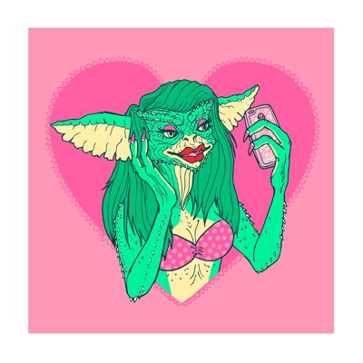 Greta the Gremlin: Selfie, ¿soy bonita? impresión de arte giclée de edición limitada A3