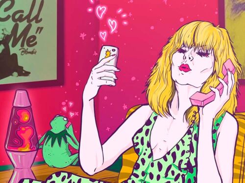 Call me, A tribute to Blondie  Debbie Harry Gicleé Art Print - Rockstar, pop culture, Kermit the frog, illustration A3