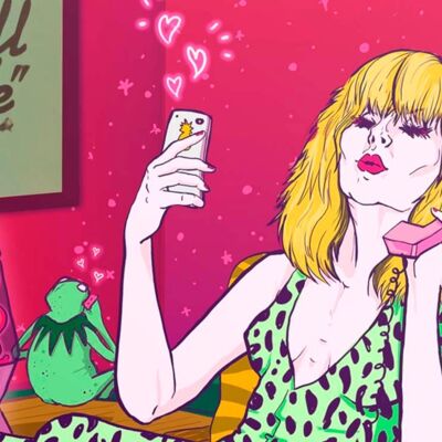 Call me, A tribute to Blondie  Debbie Harry Gicleé Art Print - Rockstar, pop culture, Kermit the frog, illustration A3