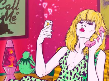 Appelez-moi, Un hommage à Blondie Debbie Harry Gicleé Art Print - Rockstar, culture pop, Kermit la grenouille, illustration A3 1