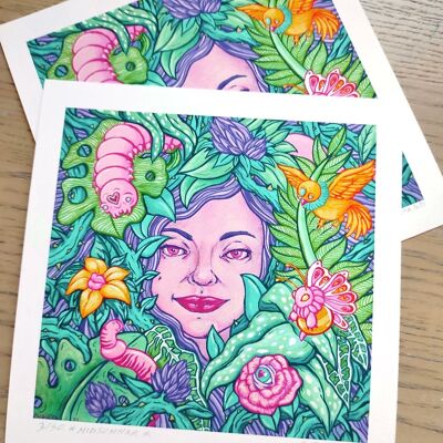 Midsommar, in voller Blüte | Giclée-Kunstdruck in limitierter Auflage | Surreale Mischtechnik von Zubieta A3