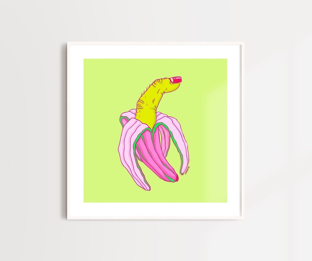Fingerbanane, Giclée-Kunstdruck in limitierter Auflage von Zubieta A3