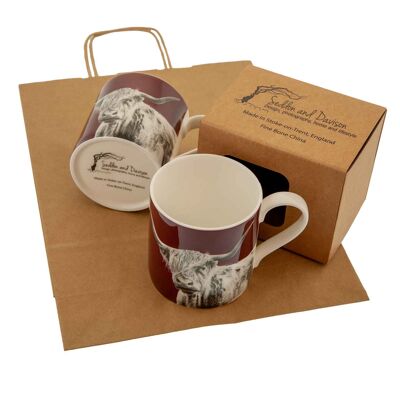 Highland Cow Fine Bone China Mug - Carmine (SD-FBCM-20-PLB)