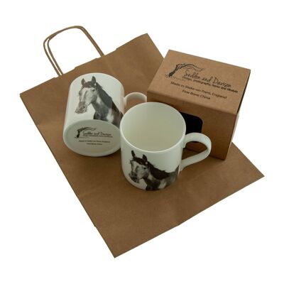 Horse Fine Bone China Mug - White (SD-FBCM-24-BW)