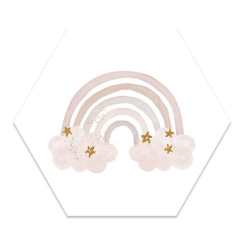 Arcobaleno pastello per bambini esagonale da parete