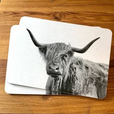 Shaggy Highland Cow Placemat (SD-PM-02-BW)