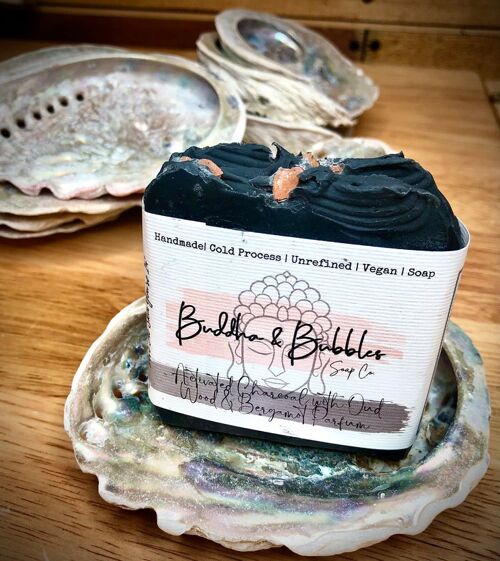 Handmade Soap Artisan Activated Charcoal with Oud Wood and Bergamot Fragrance Oil