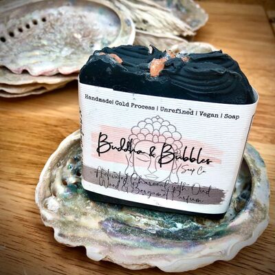 Handmade Soap Artisan Activated Charcoal with Oud Wood and Bergamot Fragrance Oil