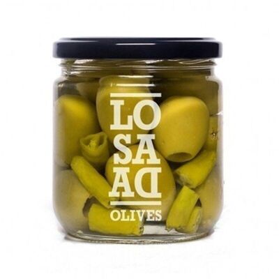 Gordal Würzige Oliven ohne Knochen 345gr. Losada-Oliven