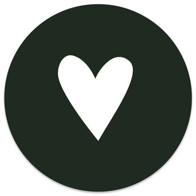 Cerchio da parete cuore bianco verde - Ø 20 cm - Dibond - Consigliato