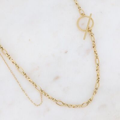 Oanell gold mesh necklace with thin chain and toggle clasp