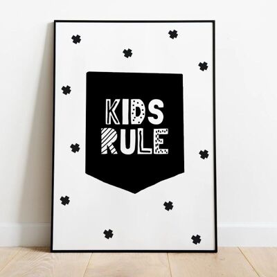 Children's room poster kids rule - A4