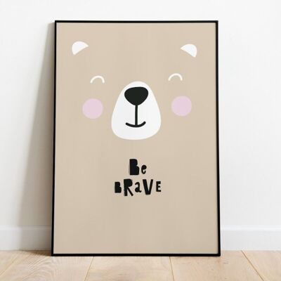 Children's room poster bear be brave - A4
