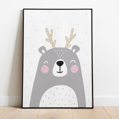 Nursery poster reindeer - A4