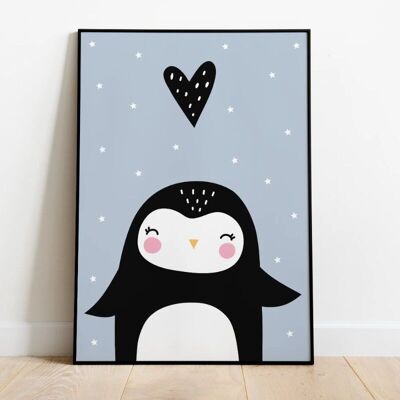 Pinguino del manifesto della stanza dei bambini - A4