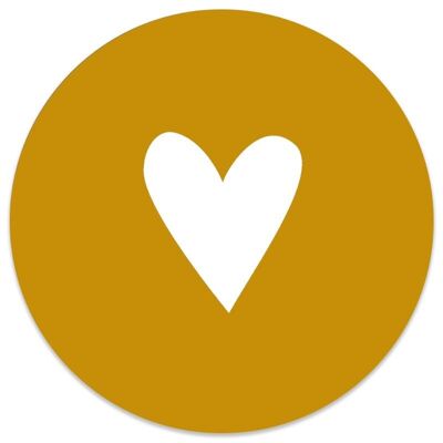 Cercle mural enfant coeur jaune ocre - 30 cm