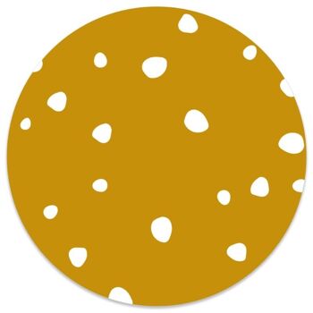 Cercle mural enfants pois jaune ocre - 30 cm