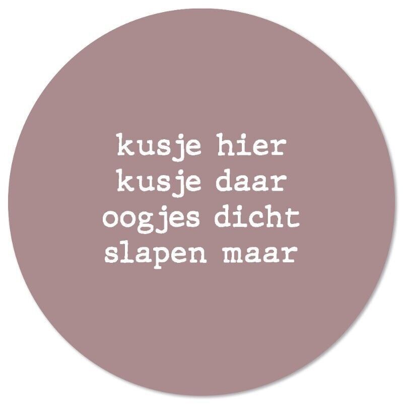 Cerchio da parete per bambini che baciano qui rosa tenue - 30 cm