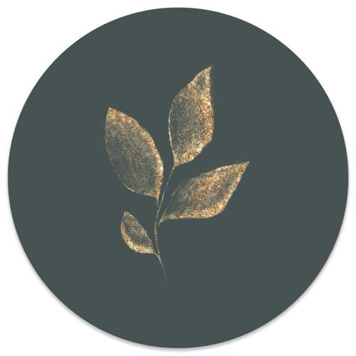 Muurcirkel leaf gold green - Ø 30 cm - Forex