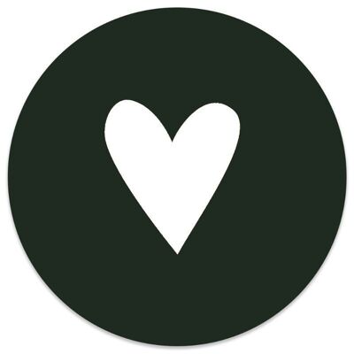 Muurcirkel hart wit groen - Ø 30 cm - Forex