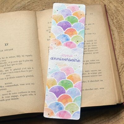 Bookmark to plant Happy Birthday Mermaid