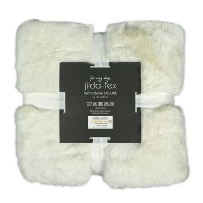 heavy cuddly blanket "Deluxe" cream white