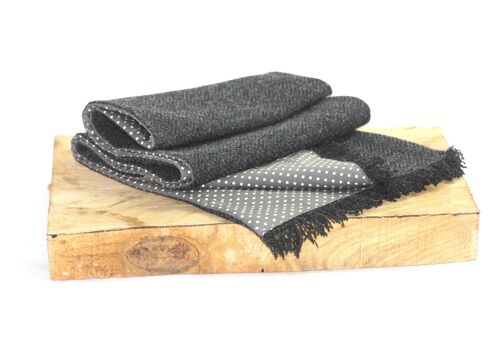 Black Mountain Tweed Scarf with Grey Polka Dot Lining