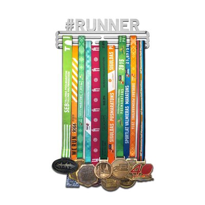 Porta medaglie #RUNNER - St. spazzolato. acciaio - Medio