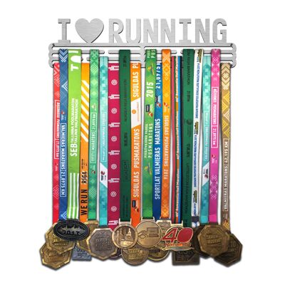 Colgador de medallas I LOVE RUNNING - St cepillado. acero - Grande