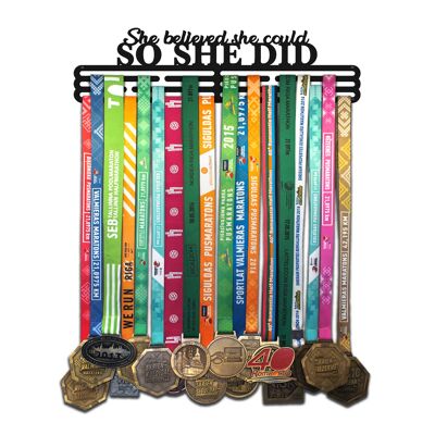 Medal hanger SHE BELIEVED SHE COULD V2 - Matte Black - Large