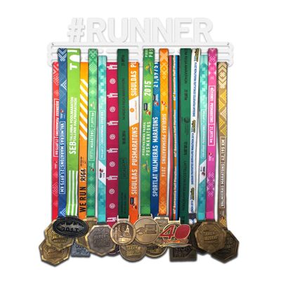 Colgador de medallas #RUNNER - Blanco Mate - Grande