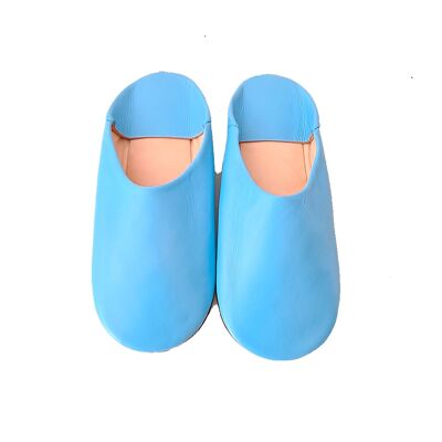 Leather slippers - Sky Blue