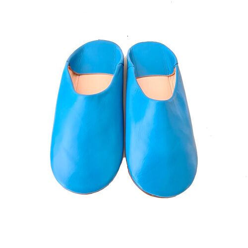 Babouche Personnalisé en Cuir - Bleu foncé